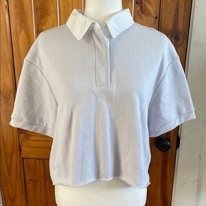 Twenty Montreal Sunnyside Crop Top XL NWT Lavender Purple White Rugby Sweatshirt